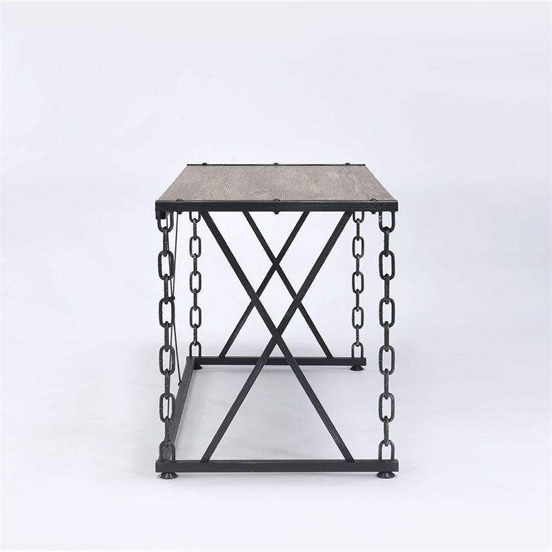 ACME Jodie Console Table in Rustic Oak & Black Finish