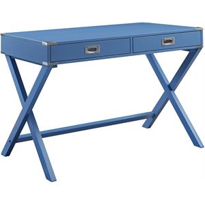 acme amenia console table in blue finish