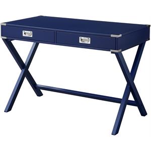 acme amenia console table in navy blue finish