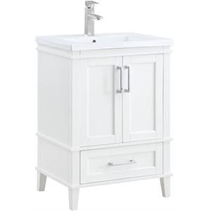acme blair wooden 2-door sink cabinet with 1 storage drawer in white
