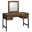 ACME Juvanth Wooden Vanity Desk and Mirror in Rustic Oak and Black