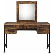 ACME Juvanth Wooden Vanity Desk and Mirror in Rustic Oak and Black