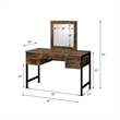 ACME Juvanth Wooden Vanity Desk and Mirror in Rustic Oak and Black