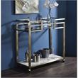 ACME Neilo Metal Frame Serving Cart with Glass Top Shelf in Clear and Wire Brass