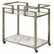 ACME Neilo Metal Frame Serving Cart with Glass Top Shelf in Clear and Wire Brass