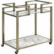 ACME Neilo Metal Frame Serving Cart with Glass Top Shelf in Clear and Wire Brass