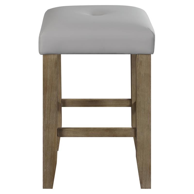 ACME Charnell Faux Leather Counter Height Stool in Gray and Oak Set of 2