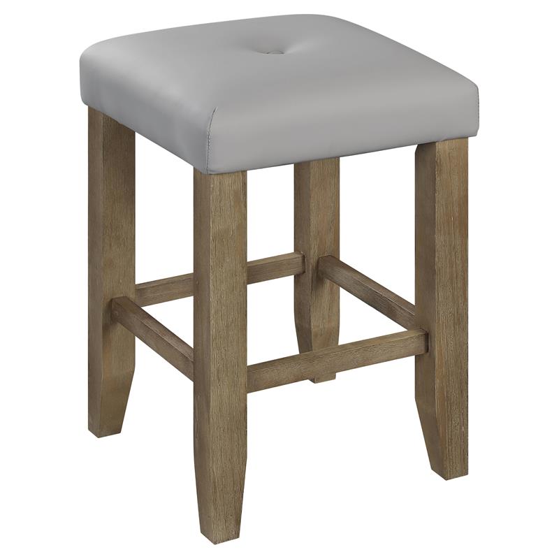 ACME Charnell Faux Leather Counter Height Stool in Gray and Oak Set of 2