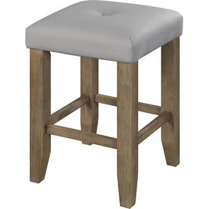 acme charnell faux leather counter height stool in gray and oak (set of 2)