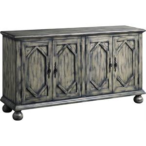 acme pavan 4 doors wooden console table with 2 shelves inside in rustic gray