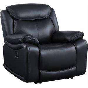acme ralorel leather upholstered recliner with pillow top armrest in black