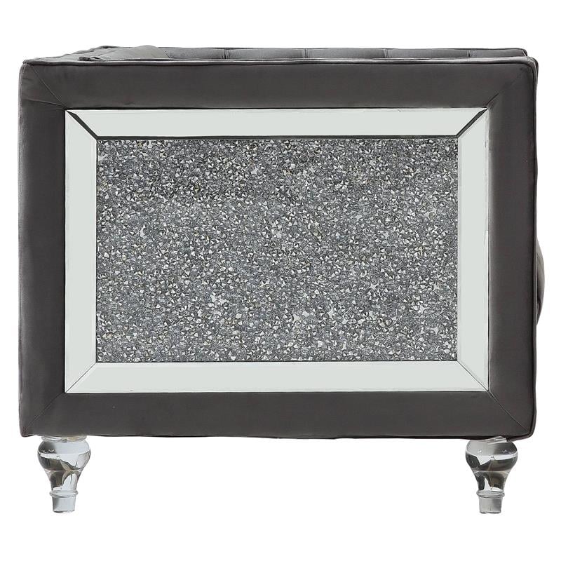 ACME HeiberoII Button Tufted Velvet Upholstery Chair in Gray