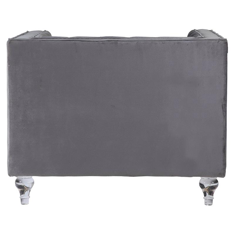 ACME HeiberoII Button Tufted Velvet Upholstery Chair in Gray