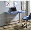 ACME Midriaks Wooden Top Writing Desk with USB Port in Navy Blue and Gold