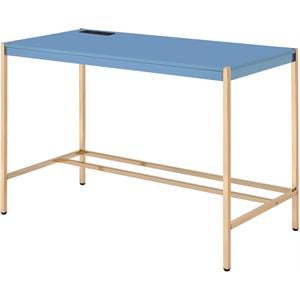 acme midriaks wooden top writing desk with usb port in navy blue and gold
