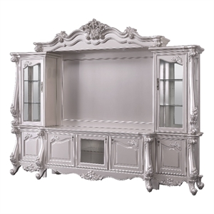 ACME Bently Wooden Entertainment Center with Glass Doors in Champagne Silver