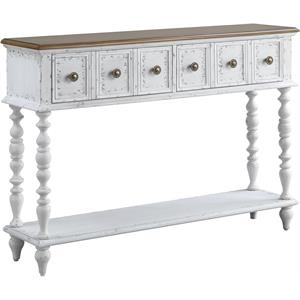 acme bence wooden console table in dark charcoal and antique white