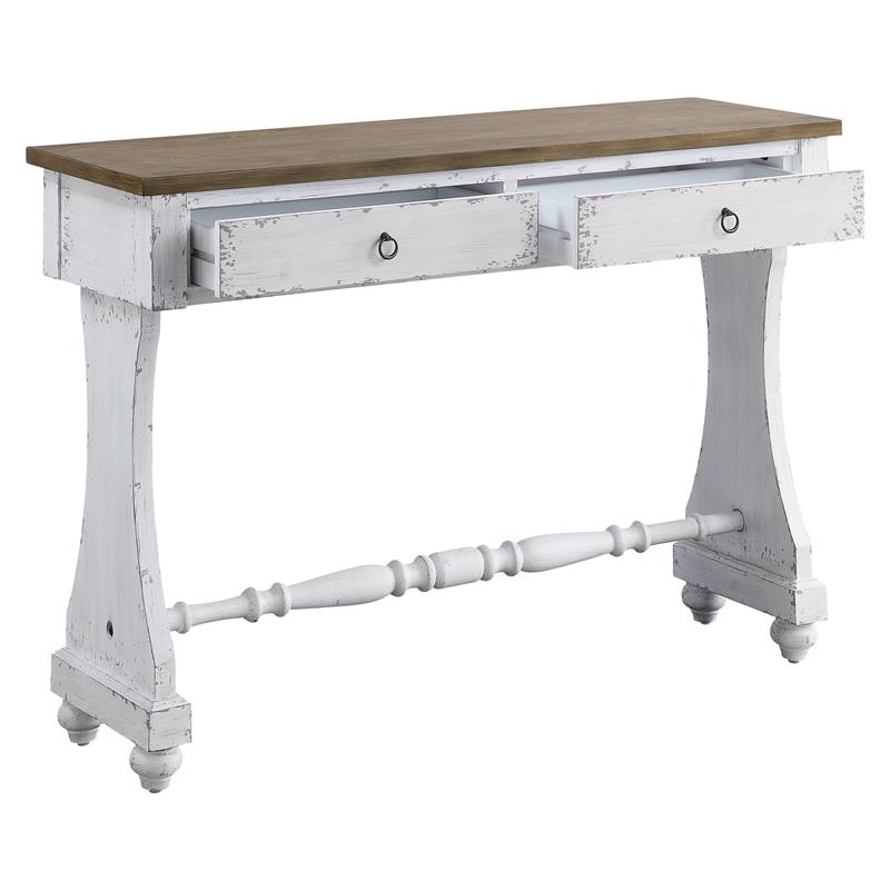 ACME Carminda Wooden Console Table with 2 Storage Drawers in Antique White