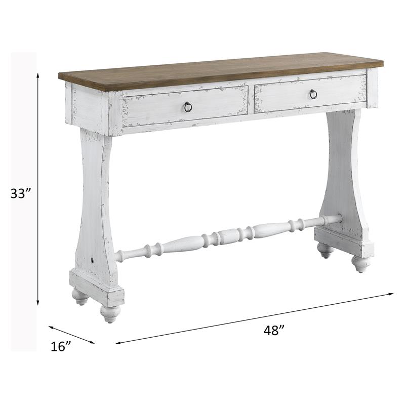 ACME Carminda Wooden Console Table with 2 Storage Drawers in Antique White