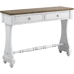 acme carminda wooden console table with 2 storage drawers in antique white