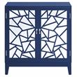 ACME Einstein Wooden Rectangular Console Table with 2 Mirrored Doors in Blue