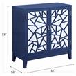 ACME Einstein Wooden Rectangular Console Table with 2 Mirrored Doors in Blue