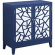 ACME Einstein Wooden Rectangular Console Table with 2 Mirrored Doors in Blue