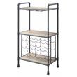 ACME Brantley Metal Wine Rack with Wooden Shelves in Antique Oak and Sandy Gray