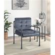 ACME Brantley Tufted Velvet Upholstered Chair with Pillow in Gray and Sandy Gray