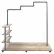 ACME Brantley Metal Hanger Rack with 4 Wooden Tier Shelf in Oak and Sandy Gray