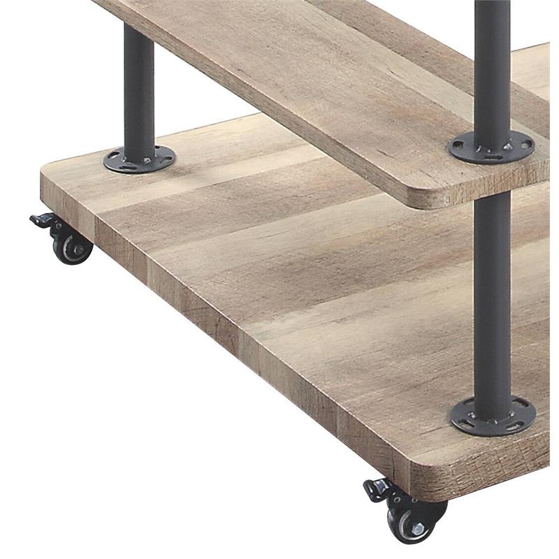 ACME Brantley Metal Hanger Rack with 4 Wooden Tier Shelf in Oak and Sandy Gray