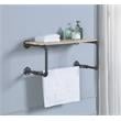 ACME Brantley Metal Wall Rack with Wooden Shelf in Oak and Sandy Gray