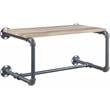 ACME Brantley Metal Wall Rack with Wooden Shelf in Oak and Sandy Gray