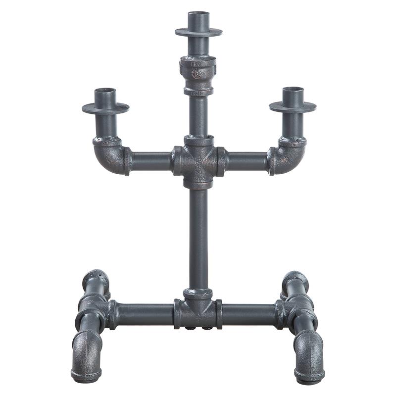 ACME Brantley Pipe Design Candleholder with Metal Frame in Sandy Gray