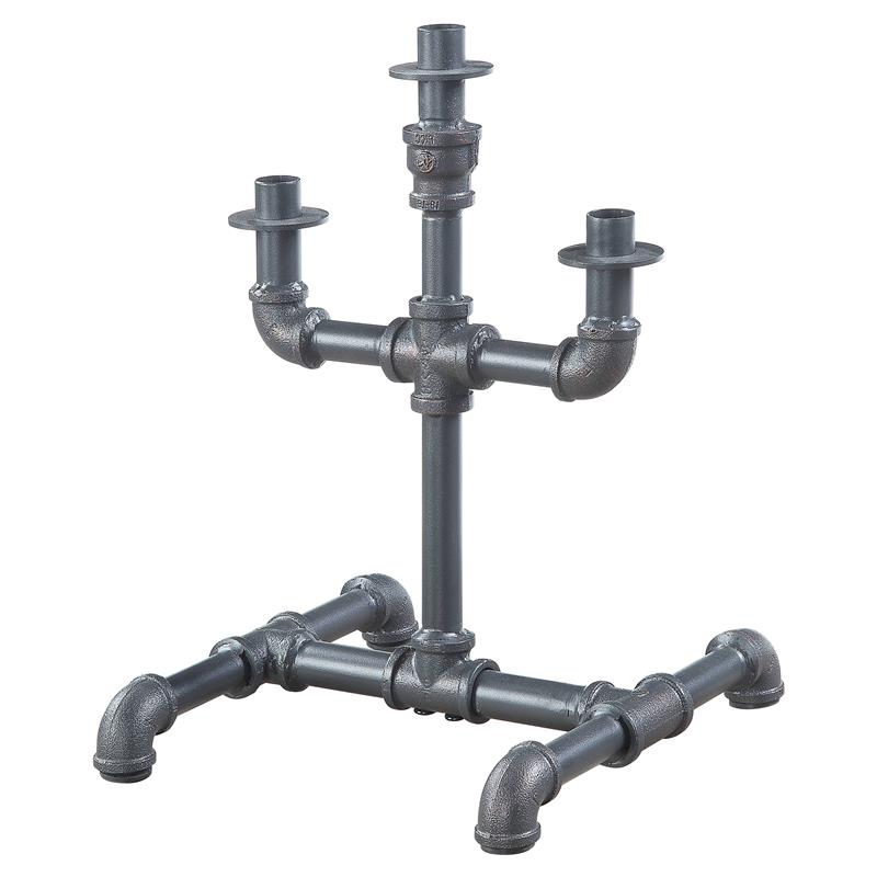 ACME Brantley Pipe Design Candleholder with Metal Frame in Sandy Gray
