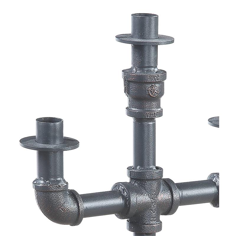 ACME Brantley Pipe Design Candleholder with Metal Frame in Sandy Gray