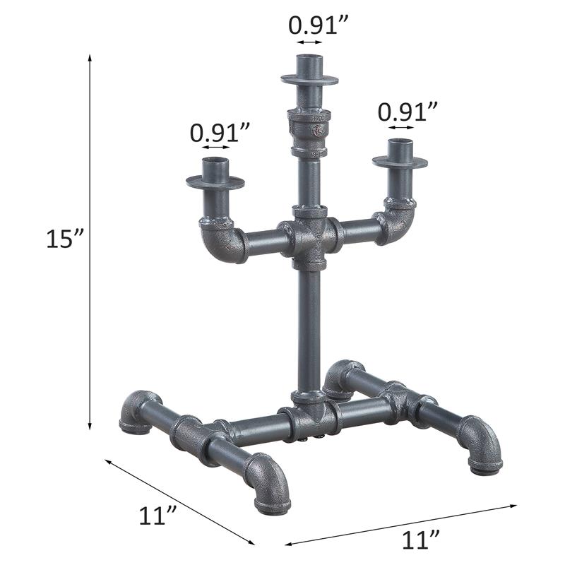 ACME Brantley Pipe Design Candleholder with Metal Frame in Sandy Gray