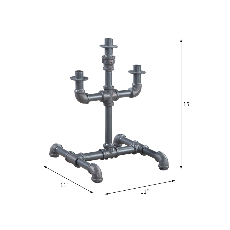 ACME Brantley Pipe Design Candleholder with Metal Frame in Sandy Gray