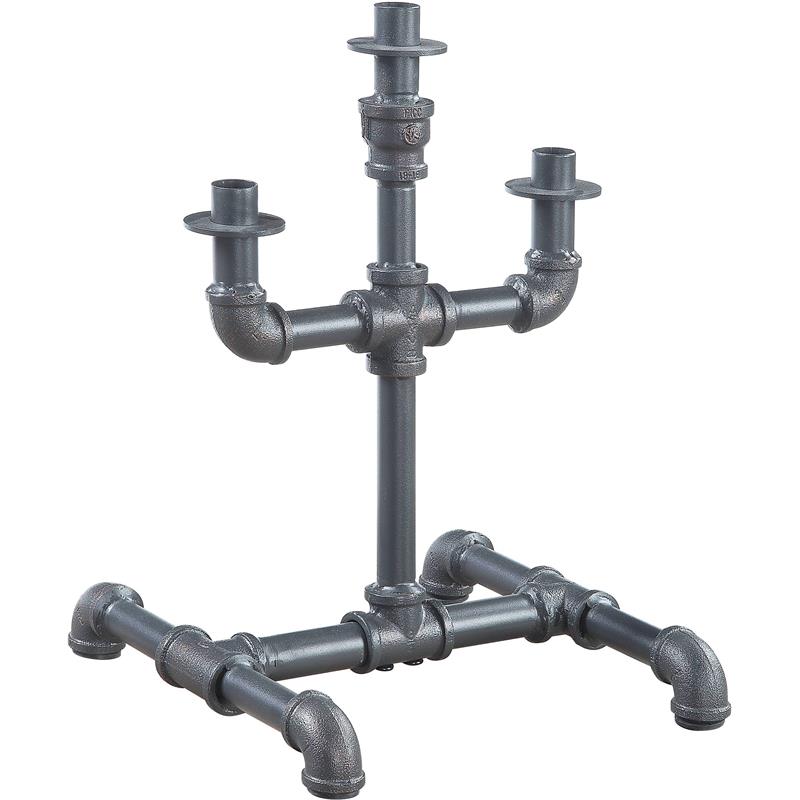 ACME Brantley Pipe Design Candleholder with Metal Frame in Sandy Gray