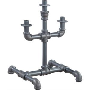 ACME Brantley Pipe Design Candleholder with Metal Frame in Sandy Gray