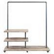 ACME Brantley Metal Hanger Rack with 3 Wooden Tier Shelf in Oak and Sandy Gray