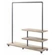 ACME Brantley Metal Hanger Rack with 3 Wooden Tier Shelf in Oak and Sandy Gray