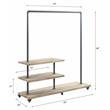 ACME Brantley Metal Hanger Rack with 3 Wooden Tier Shelf in Oak and Sandy Gray