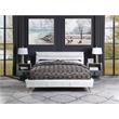 ACME Doris Top Grain Leather Upholstered Eastern King Bed in Vintage White