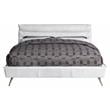 ACME Doris Top Grain Leather Upholstered Eastern King Bed in Vintage White