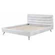 ACME Doris Top Grain Leather Upholstered Eastern King Bed in Vintage White