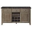 ACME Charnell Wooden 3-Drawer Server with Marble Top in Black and Oak