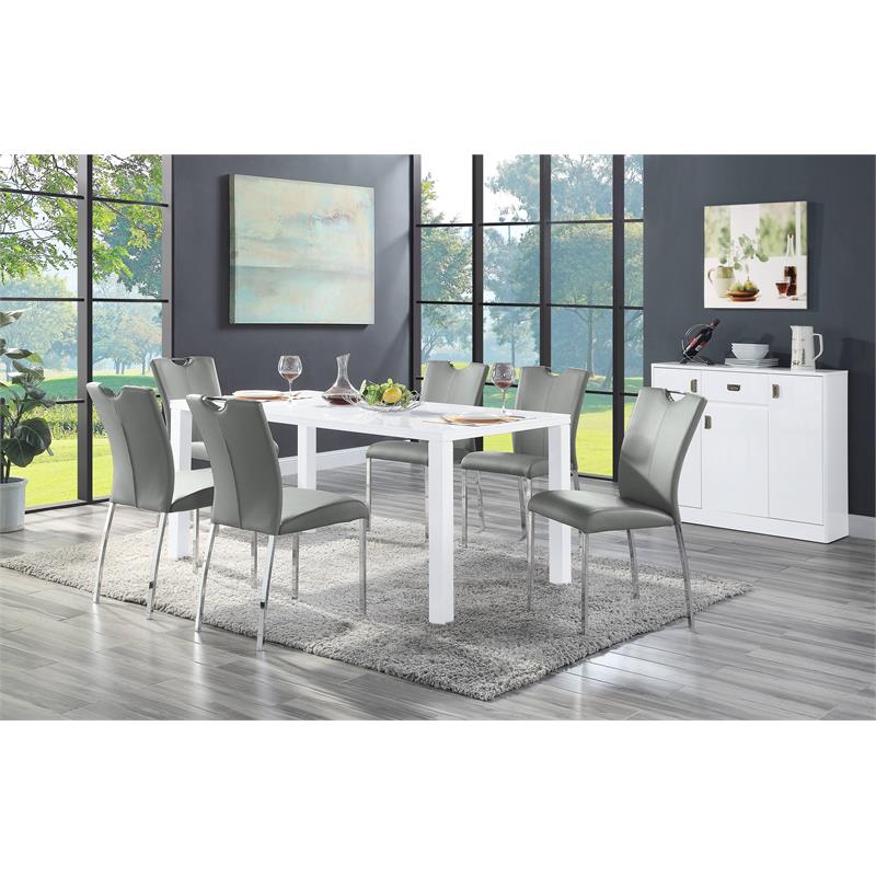 ACME Pagan Wooden Server with Drawer and Adjustable Shelves in White High Gloss