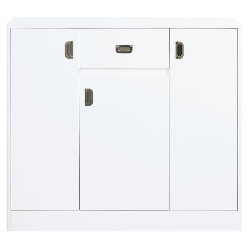 ACME Pagan Wooden Server with Drawer and Adjustable Shelves in White High Gloss