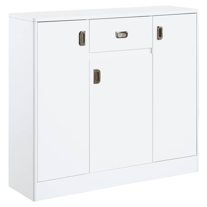 ACME Pagan Wooden Server with Drawer and Adjustable Shelves in White High Gloss